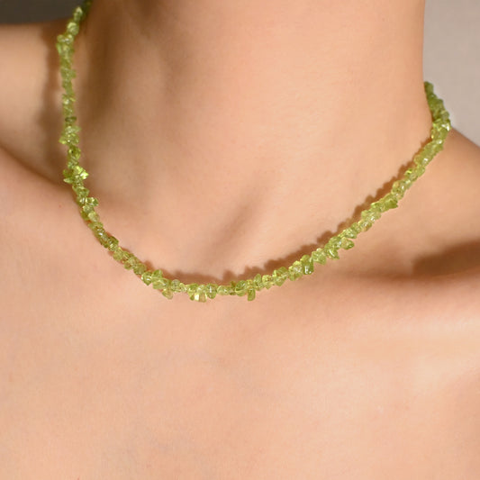 Gemstone Beaded Choker Necklaces for Women(Peridot)