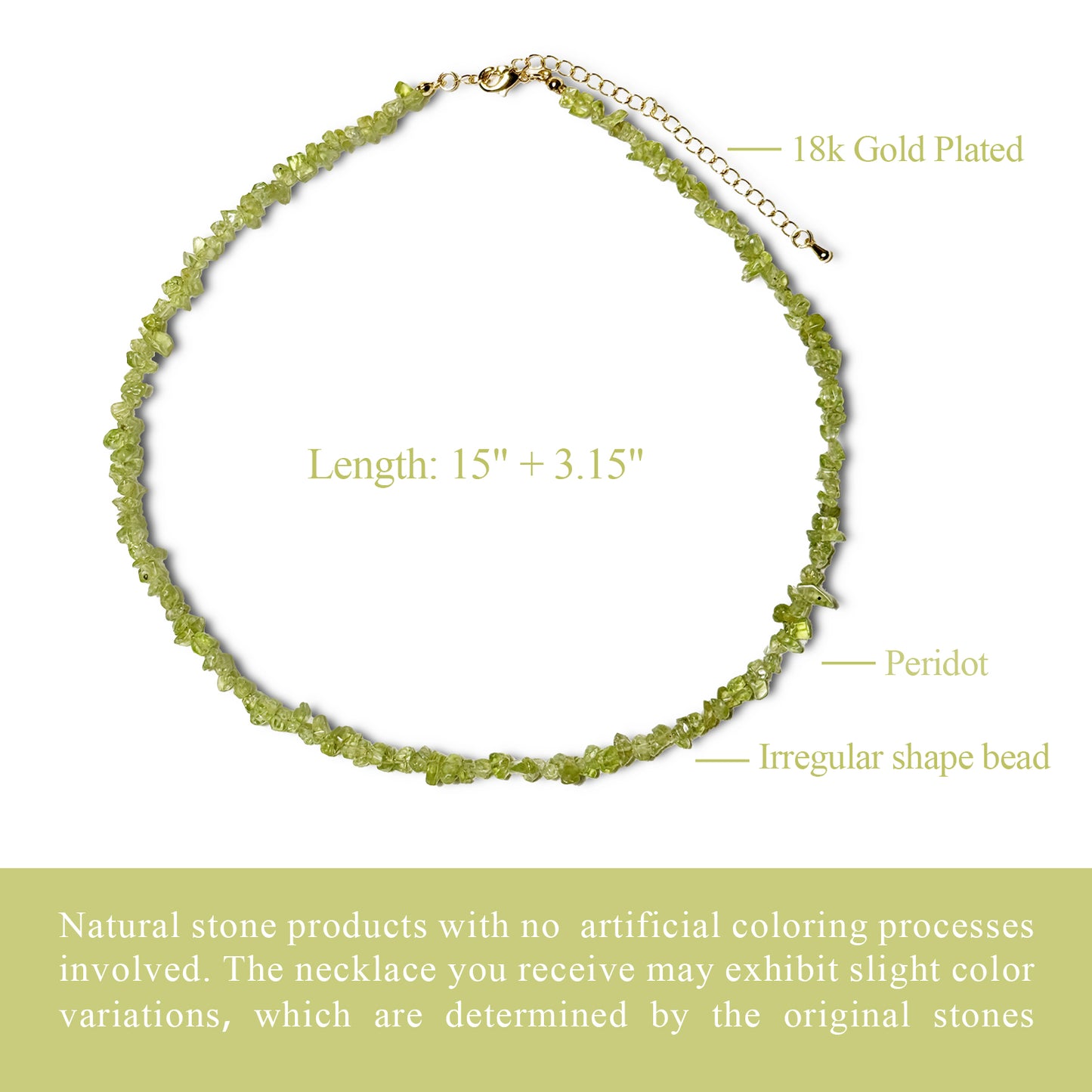 Gemstone Beaded Choker Necklaces for Women(Peridot)