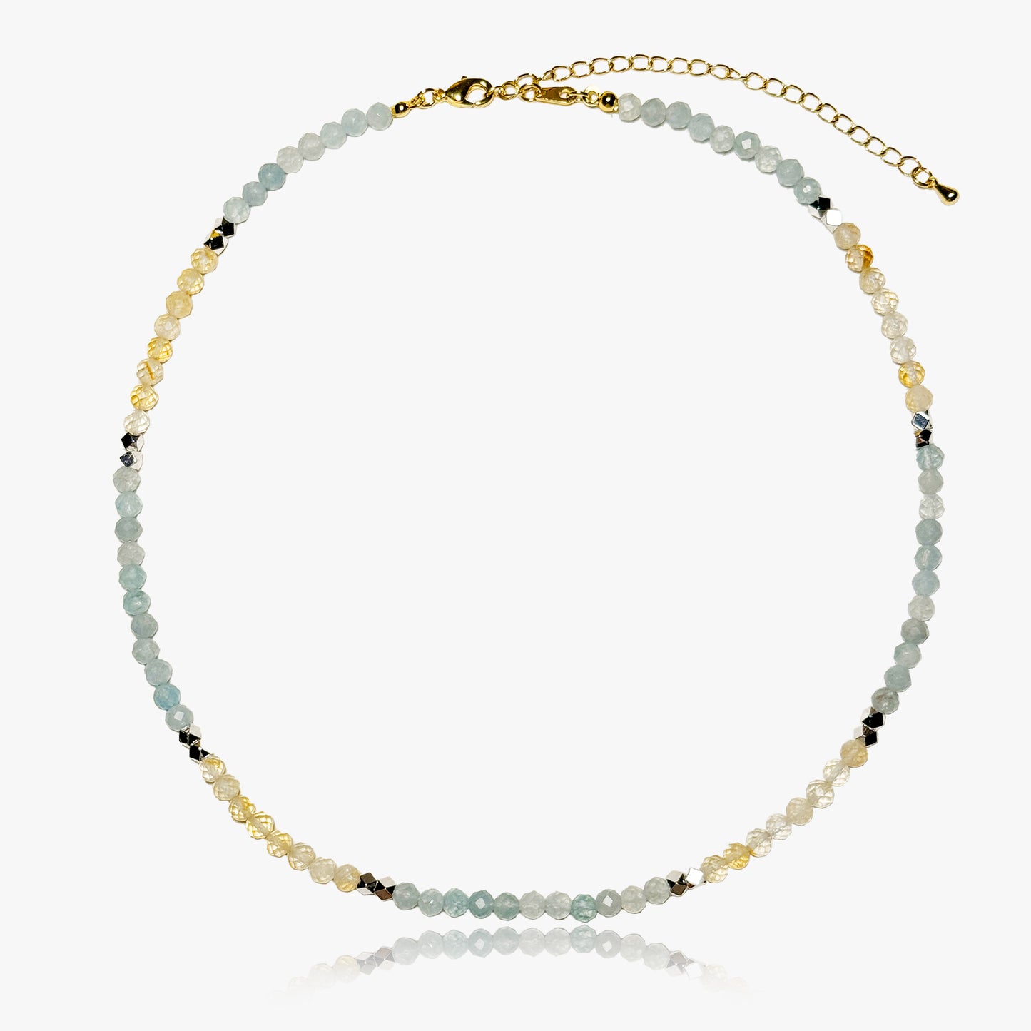 Gemstone Beaded Choker Necklaces for Women(Aquamarine)