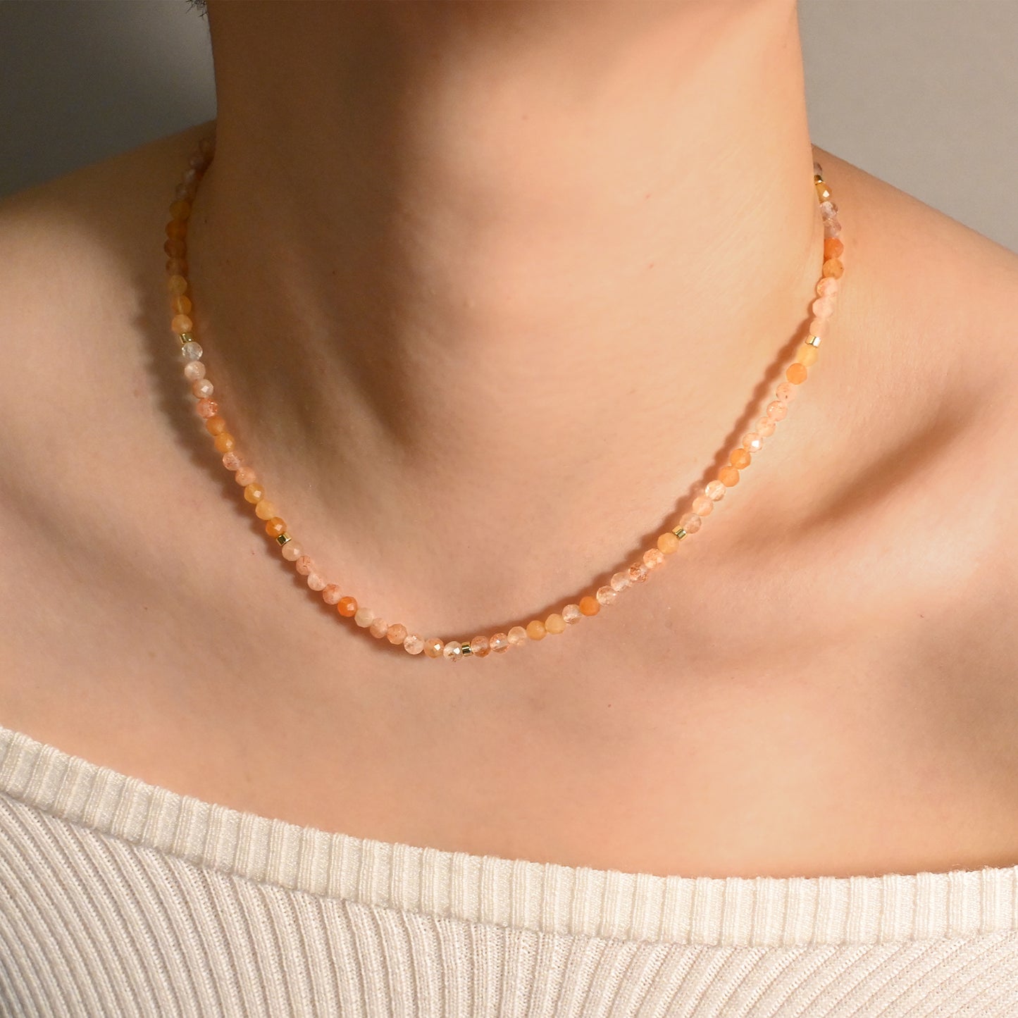 Gemstone Beaded Necklaces for Women(Sunstone)