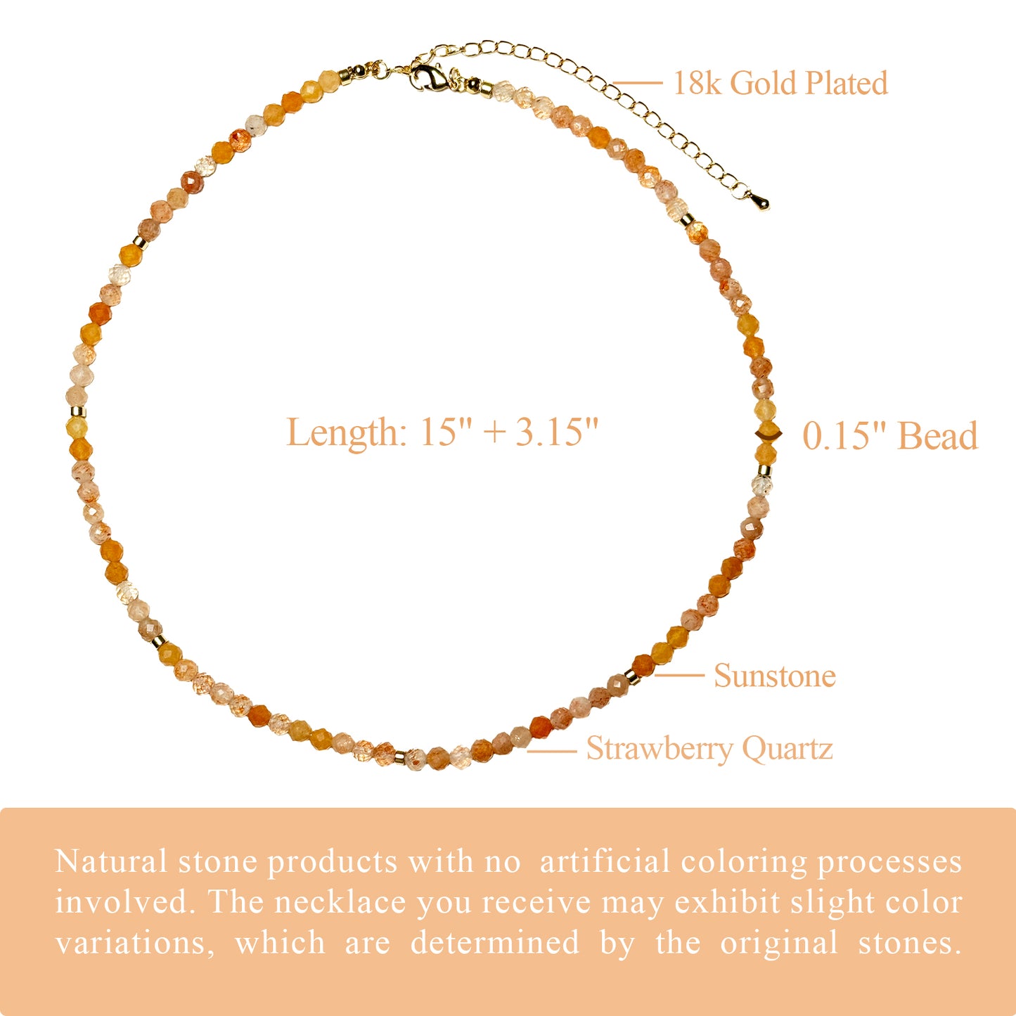 Gemstone Beaded Necklaces for Women(Sunstone)