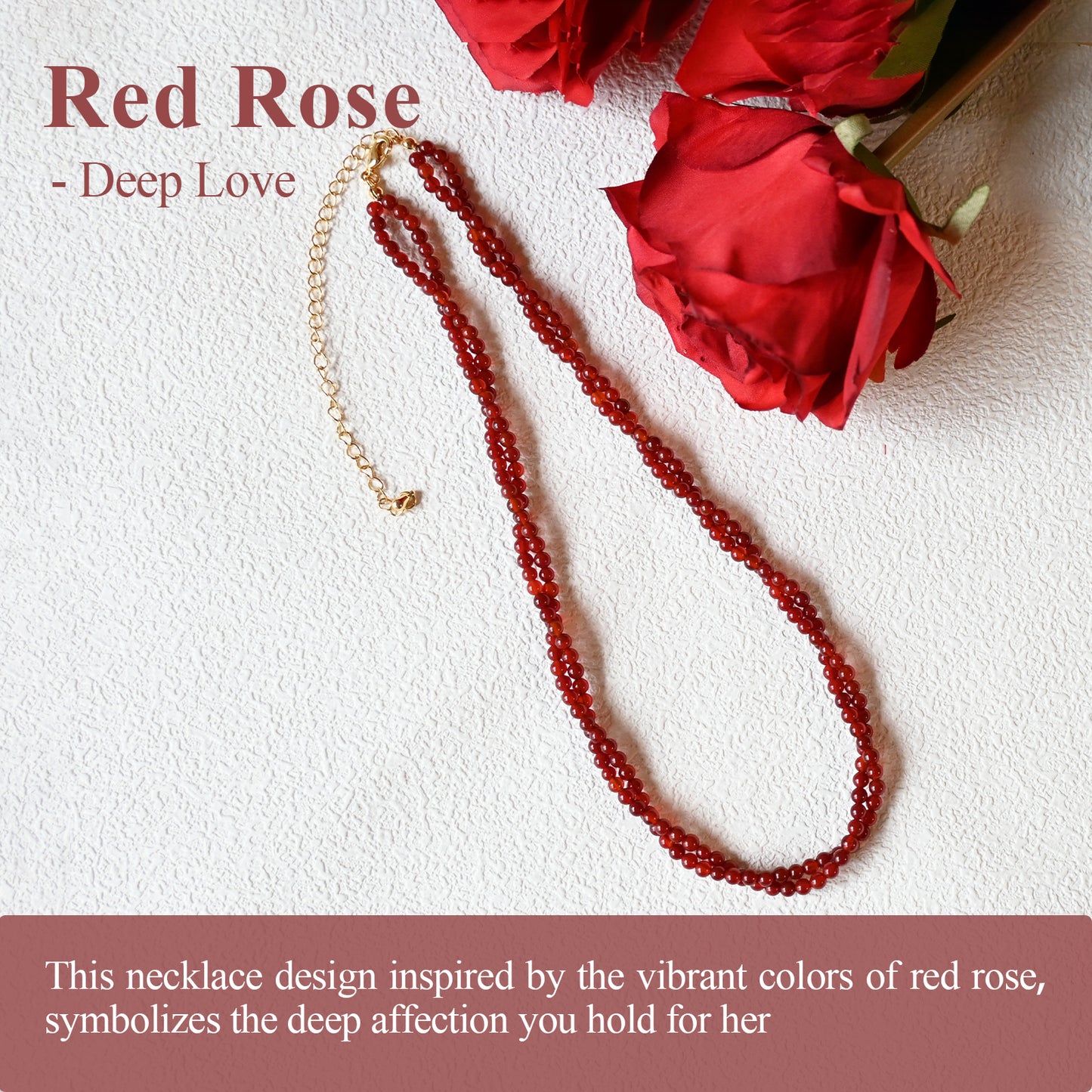 Gemstone Beaded Choker Necklaces for Women (Rose)