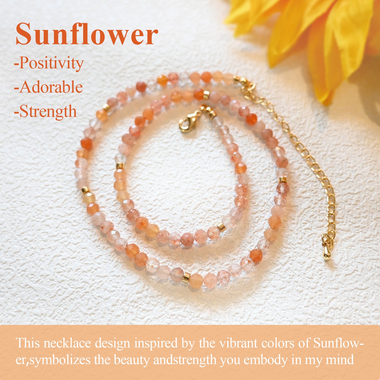 Gemstone Beaded Necklaces for Women(Sunstone)