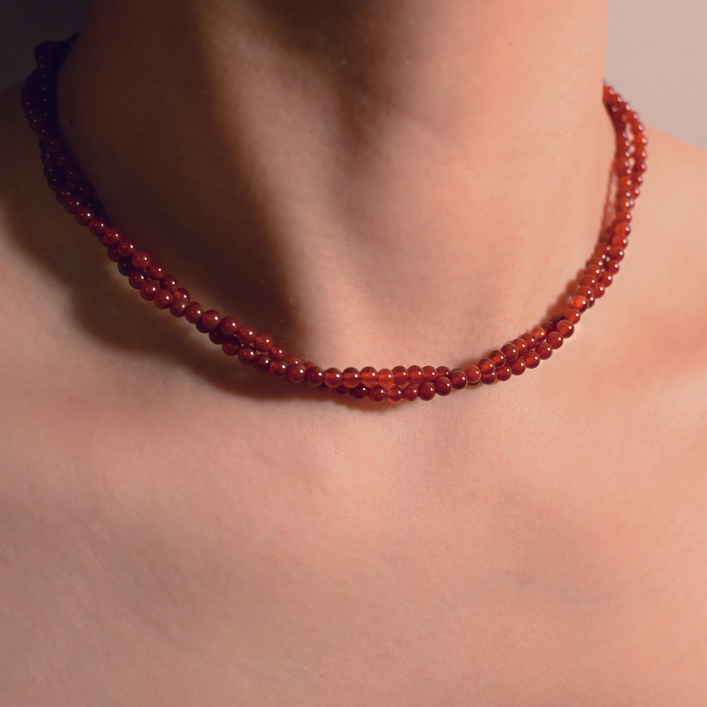 Gemstone Beaded Choker Necklaces for Women (Rose)