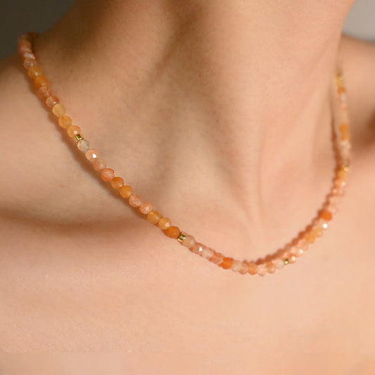 Gemstone Beaded Necklaces for Women(Sunstone)